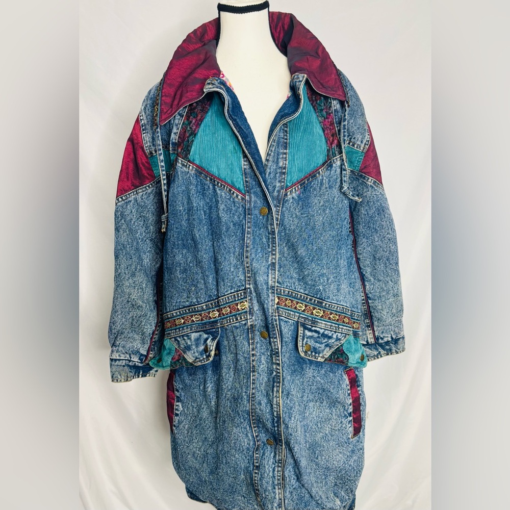 Vintage 80s Current  Seen brand acid wash denim patchwork jacket